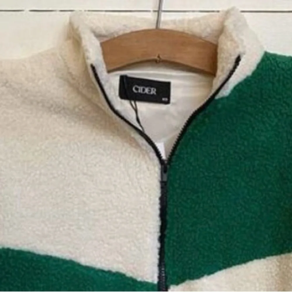 Cider Fleece Stand Collar Teddy ColorBlock Zip Front Jacket XS - Picture 8 of 8